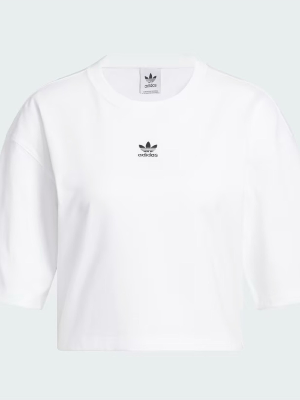 NWT Adidas White Cropped Crewneck Tee with Trefoil Logo